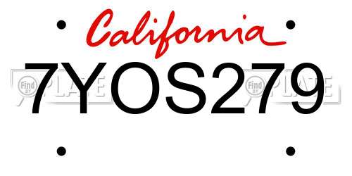 7YOS279 California License Plate
