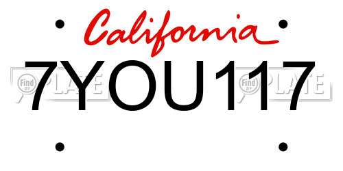 7YOU117 California License Plate