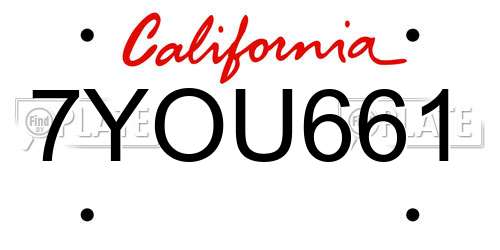 7YOU661 California License Plate