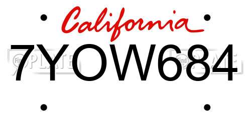 7YOW684 California License Plate