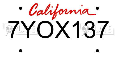 7YOX137 California License Plate