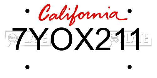 7YOX211 California License Plate