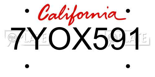 7YOX591 California License Plate