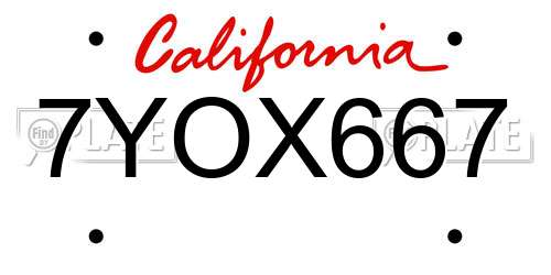 7YOX667 California License Plate