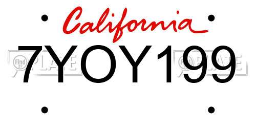 7YOY199 California License Plate