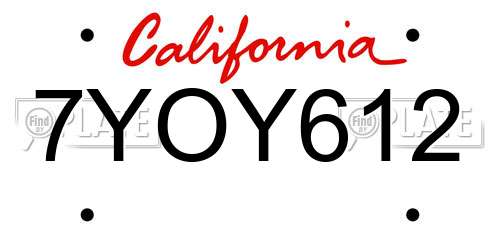 7YOY612 California License Plate