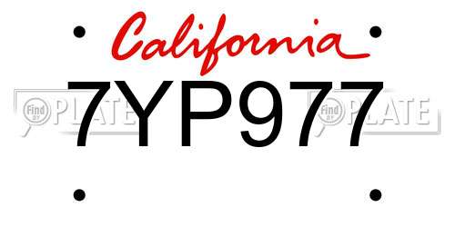7YP977 California License Plate