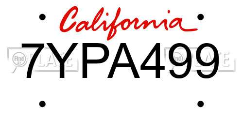 7YPA499 California License Plate