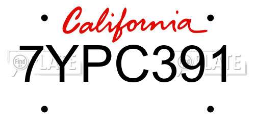7YPC391 California License Plate