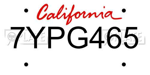 7YPG465 California License Plate
