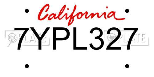 7YPL327 California License Plate