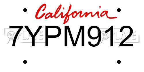 7YPM912 California License Plate