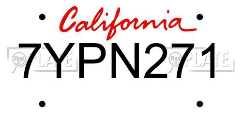 7YPN271 California License Plate