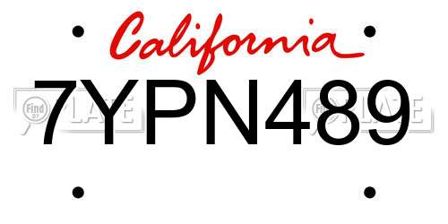 7YPN489 California License Plate