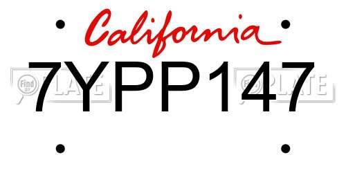 7YPP147 California License Plate