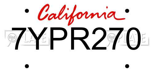 7YPR270 California License Plate