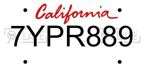 7YPR889 California License Plate