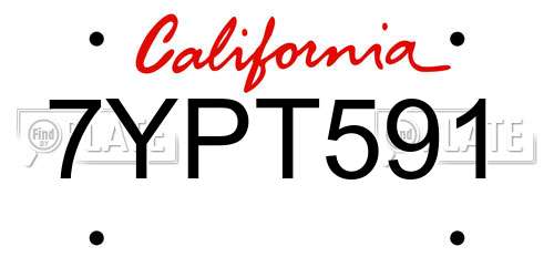 7YPT591 California License Plate