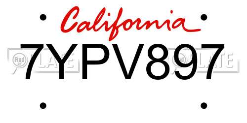 7YPV897 California License Plate