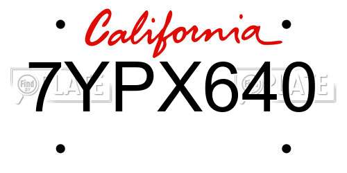 7YPX640 California License Plate
