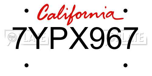 7YPX967 California License Plate