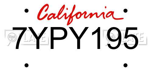 7YPY195 California License Plate