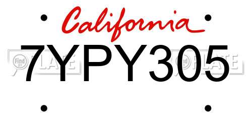 7YPY305 California License Plate