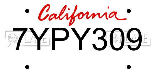 7YPY309 California License Plate
