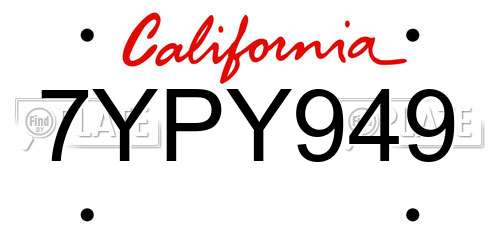 7YPY949 California License Plate