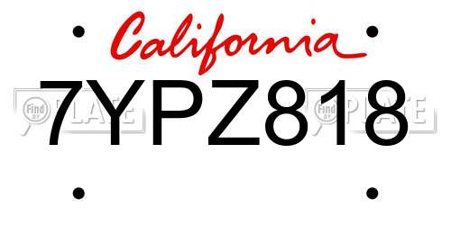 7YPZ818 California License Plate