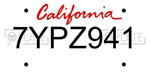 7YPZ941 California License Plate