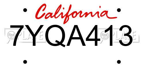 7YQA413 California License Plate