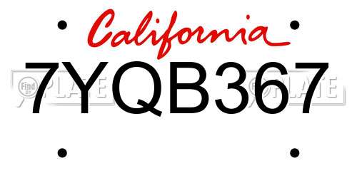 7YQB367 California License Plate