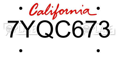 7YQC673 California License Plate