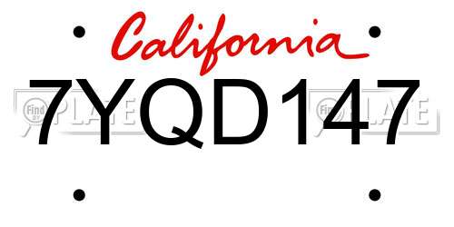 7YQD147 California License Plate