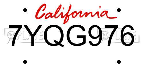 7YQG976 California License Plate