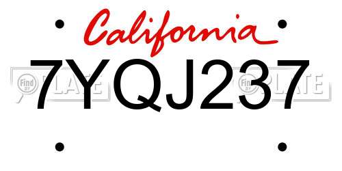 7YQJ237 California License Plate