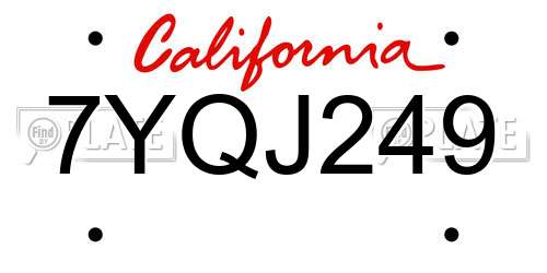 7YQJ249 California License Plate