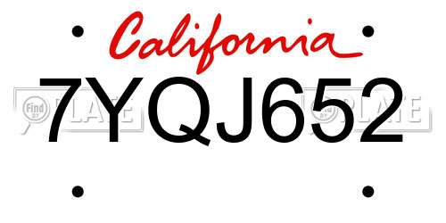 7YQJ652 California License Plate