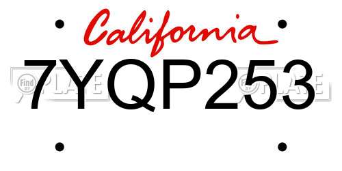 7YQP253 California License Plate