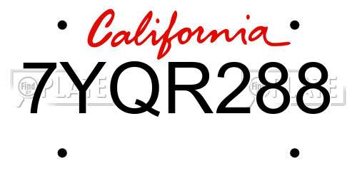 7YQR288 California License Plate