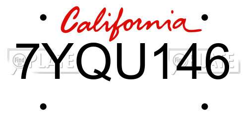 7YQU146 California License Plate