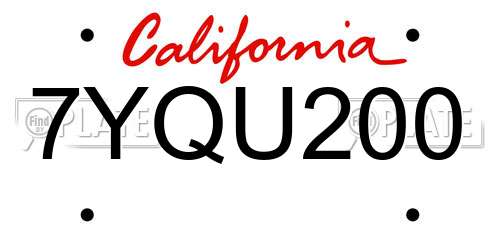 7YQU200 California License Plate