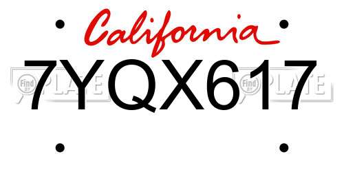 7YQX617 California License Plate