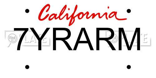 7YRARM California License Plate