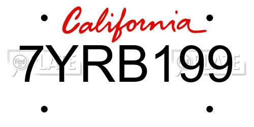 7YRB199 California License Plate