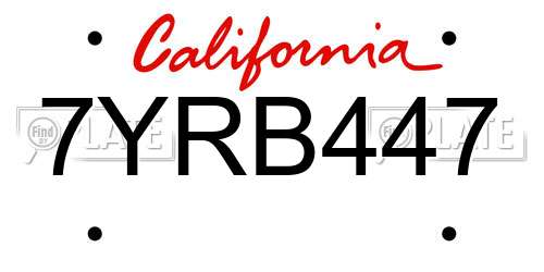 7YRB447 California License Plate