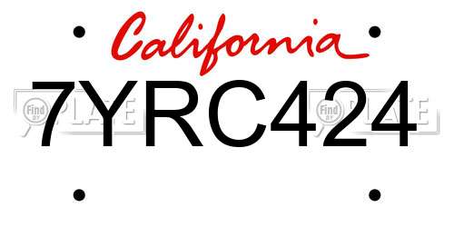7YRC424 California License Plate
