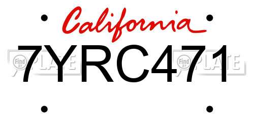 7YRC471 California License Plate
