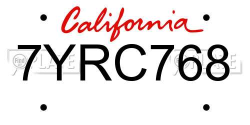 7YRC768 California License Plate